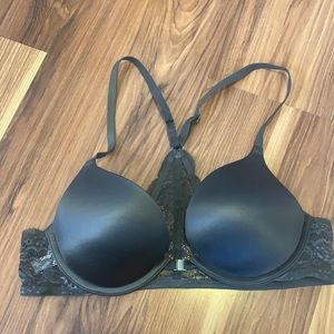 Grey Lace Racerback Push-up Bra